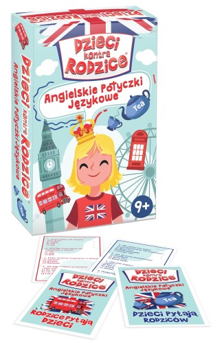 Gra edukacyjna Dzieci kontra Rodzice KANGUR - pudełko i karty do nauki angielskiego
