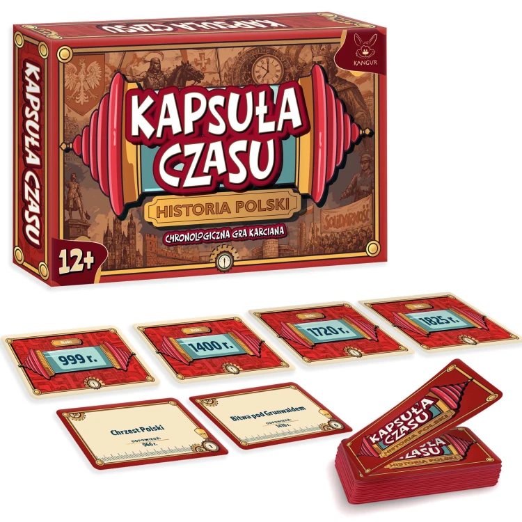 Kapsuła Czasu. Historia Polski – edukacyjna gra karciana KANGUR z kartami do układania wydarzeń historycznych