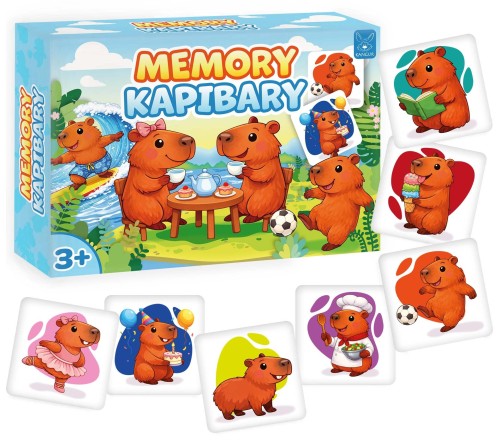 Memory Kapibary gra pamięciowa KANGUR z kolorowymi ilustracjami kapibar