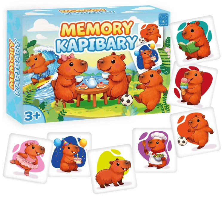 Memory Kapibary gra pamięciowa KANGUR z kolorowymi ilustracjami kapibar