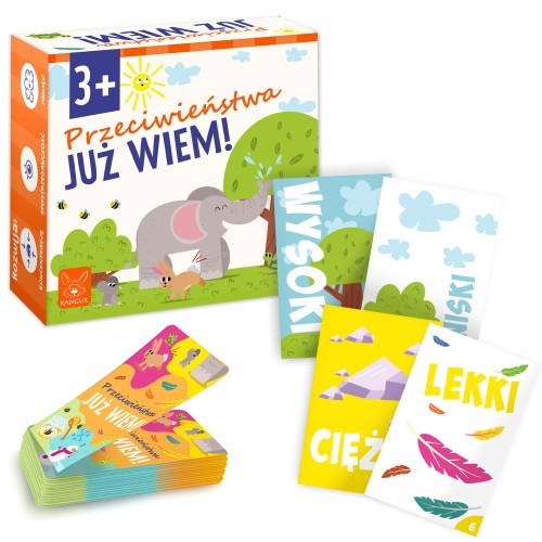 Gra edukacyjna Już Wiem 3+. Przeciwieństwa KANGUR - zestaw kart w formacie 110x115 mm