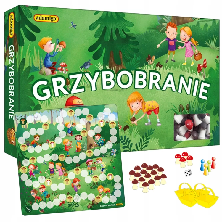 Gra planszowa Grzybobranie ADAMIGO z planszą i elementami do rozgrywki