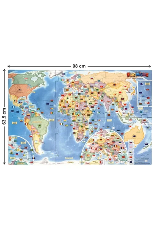 Puzzle Flagmistrz XXL z mapą świata i dodatkowymi informacjami geograficznymi