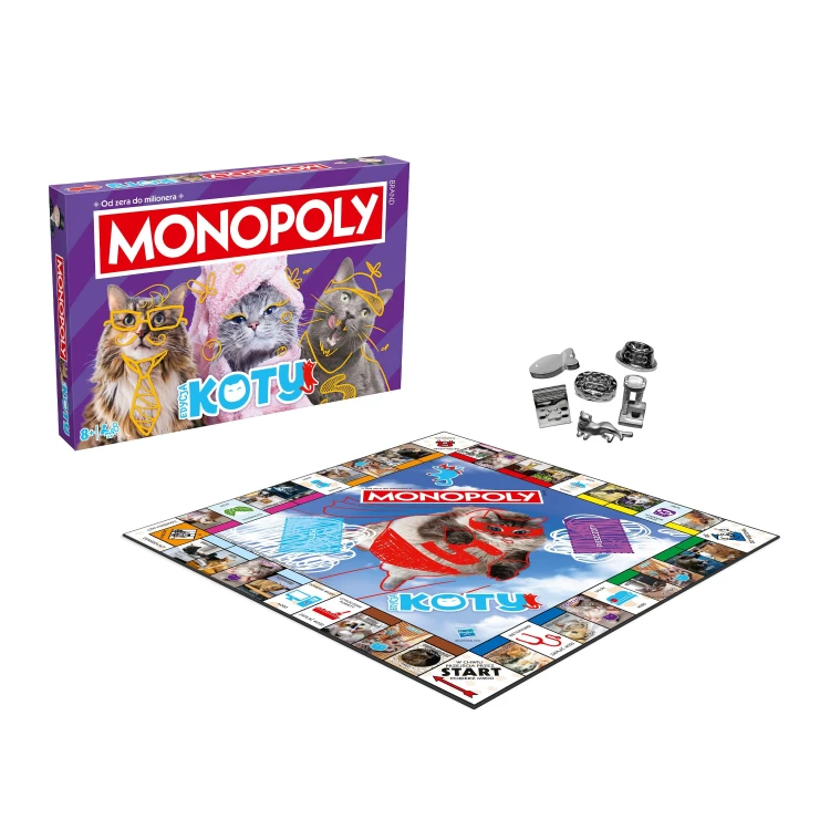Monopoly Koty planszowa gra Winning Moves z motywem kocich domków i pionkami