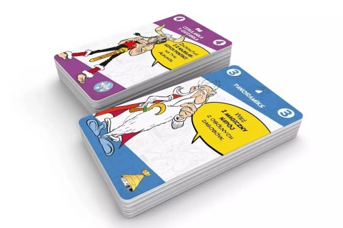 Karty i elementy gry Asterix i spółka, widok z bliska