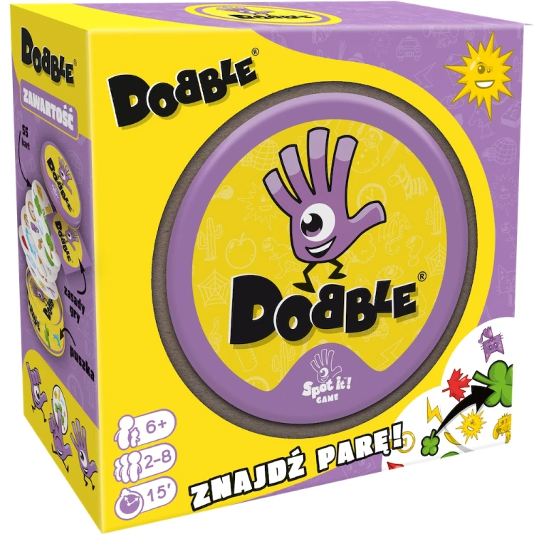 Kolorowe karty Dobble Classic z symbolami do szybkiej gry karcianej REBEL
