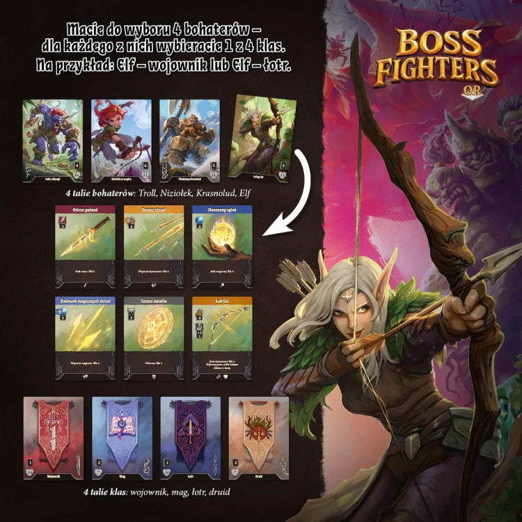 Plansza i karty w grze Boss Fighters QR NASZA KSIĘGARNIA