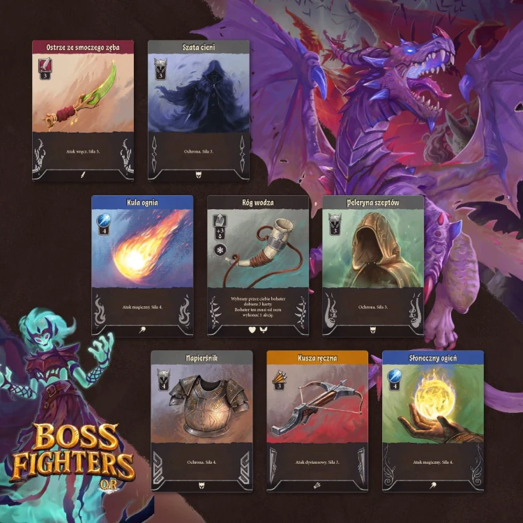 Szczegóły planszy i elementów w grze Boss Fighters QR NASZA KSIĘGARNIA