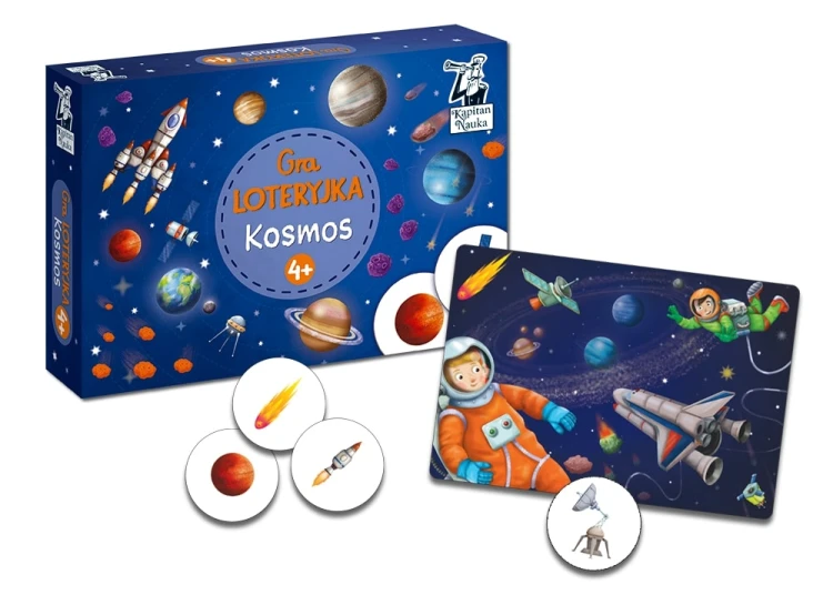 Loteryjka Kosmos gra edukacyjna Edgard PAP - plansze i żetony w zestawie