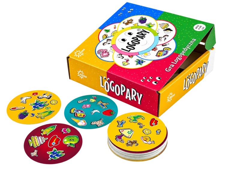 Logopary – gra logopedyczna ABINO 170x170 mm z kartami do ćwiczenia wymowy