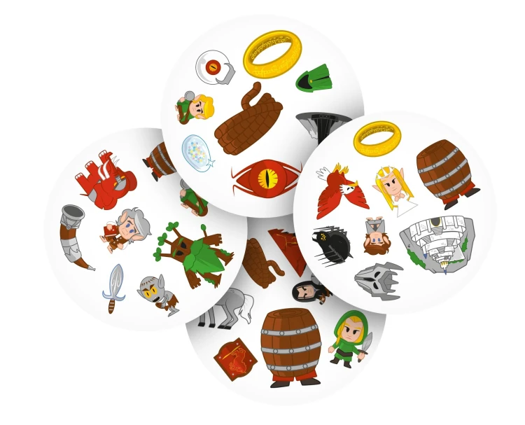 Zestaw kart Dobble Władca Pierścieni – różnorodne symbole i kolory REBEL