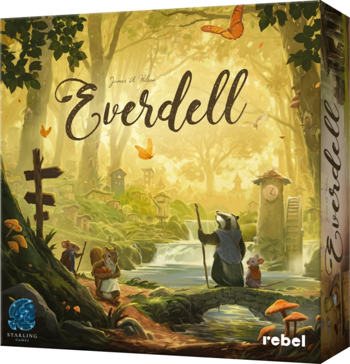 Gra Everdell REBEL dla 1–4 graczy, z kartami stworzeń i budowli