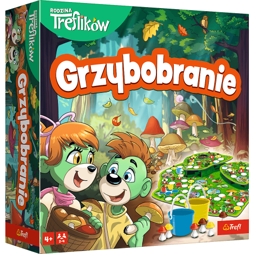 Widok z góry na planszę gry Rodzina Treflików o wymiarach 256x256 mm z trójwymiarowymi elementami