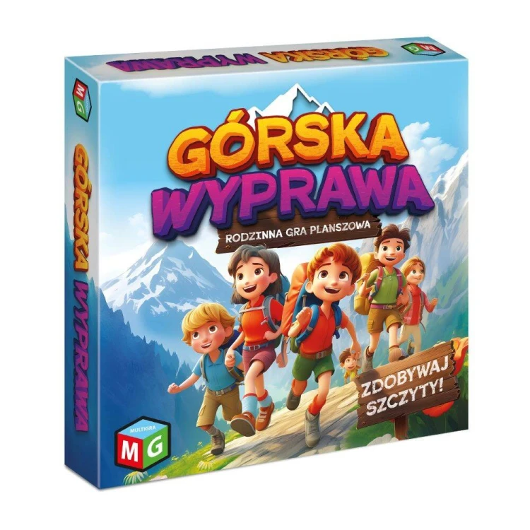 Zestaw gry Górska wyprawa MULTIGRA - widok planszy puzzlowej oraz kostki do gry