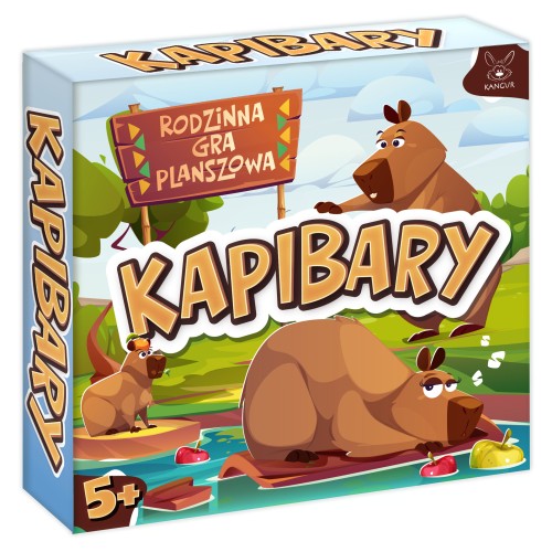 Elementy gry Kapibary KANGUR: karty, żetony i pionki do rozgrywki
