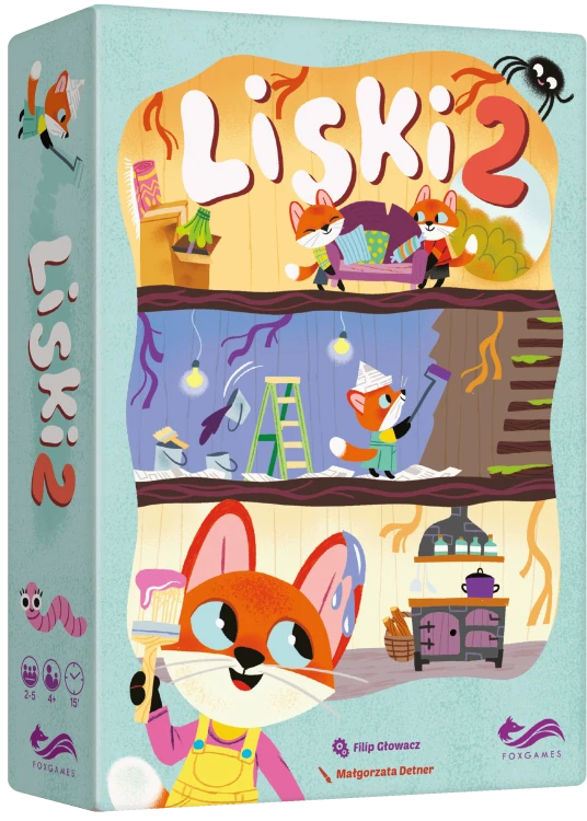 Liski 2 gra karciana konstrukcyjna Fox Games – widok kart do budowy norki lisiej rodziny