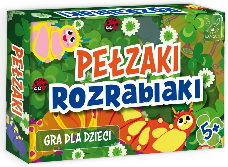 Zbliżenie na kolorowe karty gry Pełzaki Rozrabiaki KANGUR z widocznymi wzorami