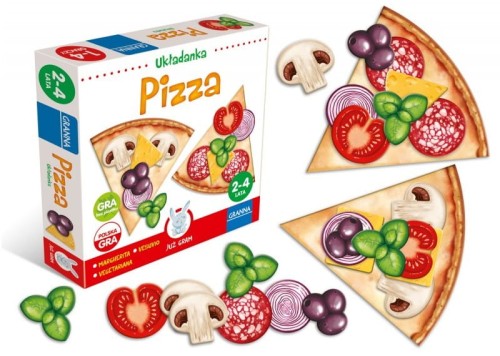 Układanka edukacyjna Pizza GRANNA z kolorowymi elementami pizzy i opakowaniem