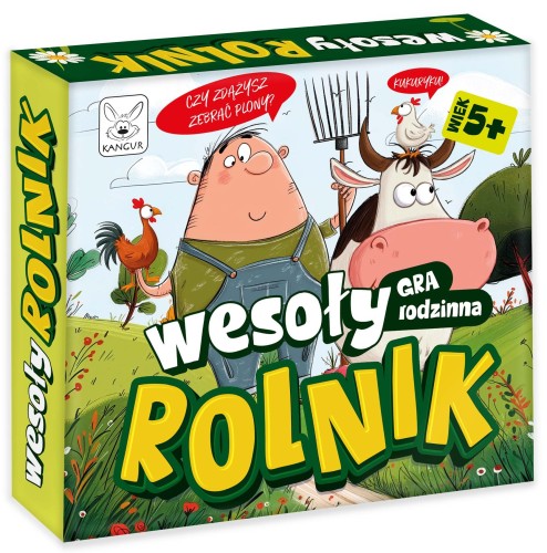 Kolorowe karty pól i zwierząt z gry Wesoły Rolnik KANGUR, elementy do nauki liczenia