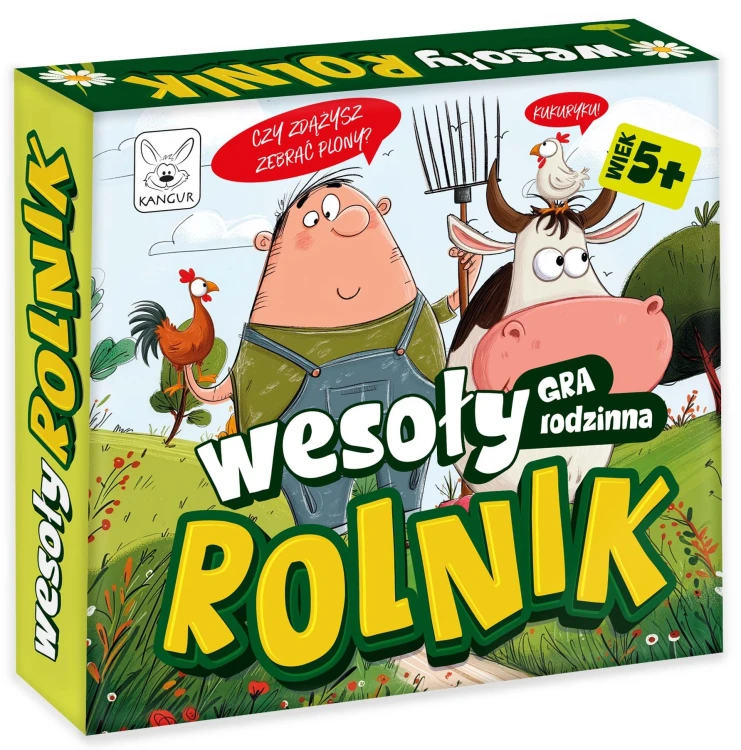 Kolorowe karty pól i zwierząt z gry Wesoły Rolnik KANGUR, elementy do nauki liczenia