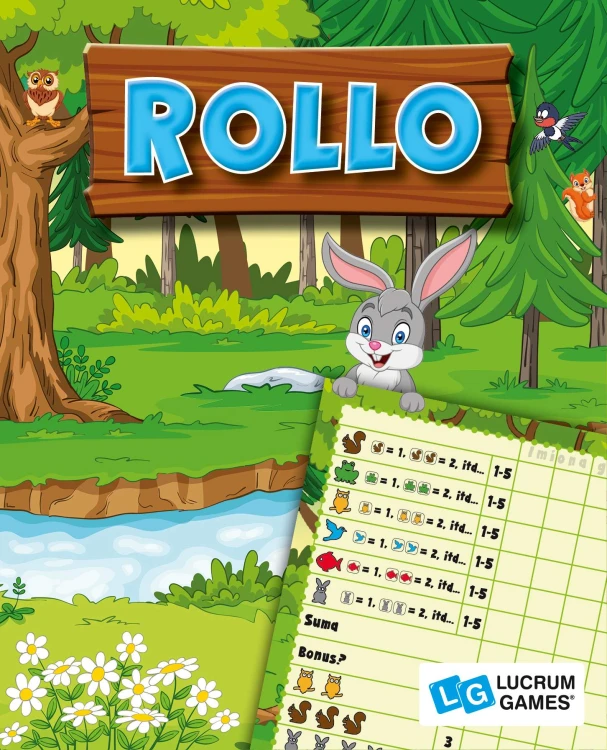 Rodzinna gra kościana Rollo Lucrum Games z symbolami zwierząt zamiast oczek