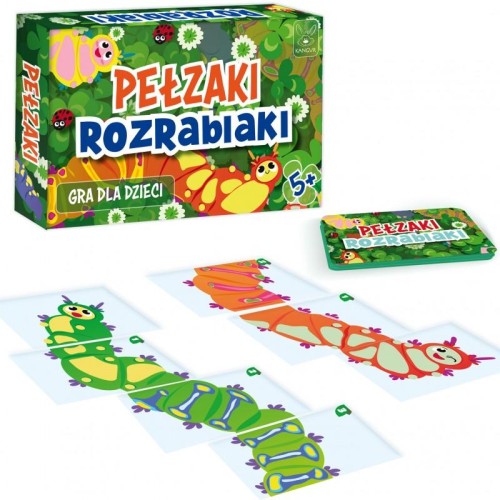 Kolorowa gra karciana Pełzaki Rozrabiaki marki KANGUR - zestaw kart do układania gąsienicy