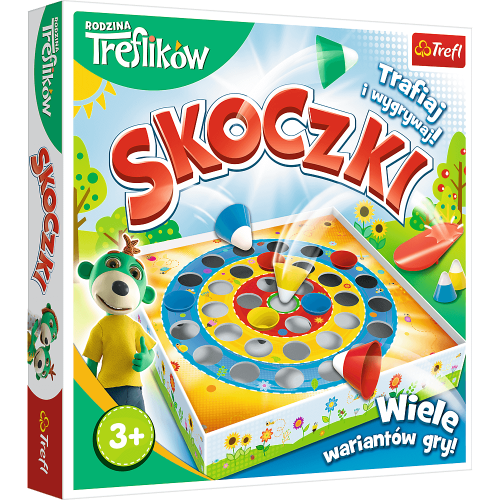 Skoczki Rodzina Treflików Trefl — gra zręcznościowa z planszą, skoczkami i wyrzutniami