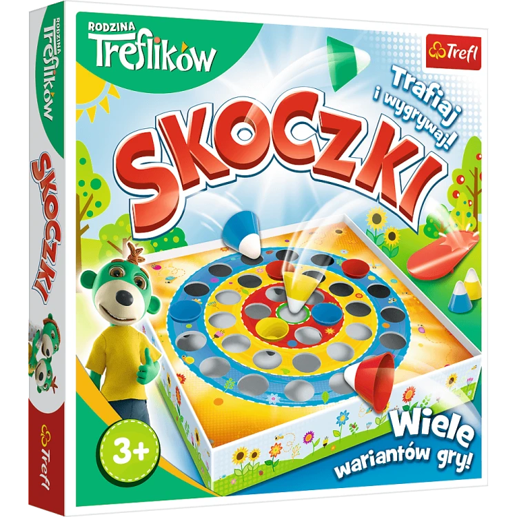 Skoczki Rodzina Treflików Trefl — gra zręcznościowa z planszą, skoczkami i wyrzutniami