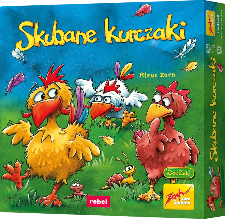Gra pamięciowa Skubane Kurczaki REBEL – plansza i figurki kur na wybiegu