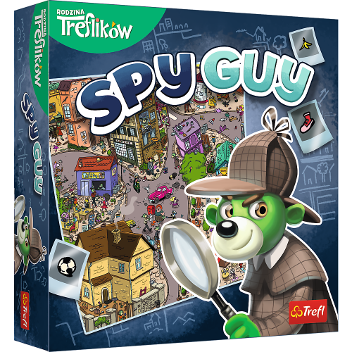 Kolorowa plansza do gry Spy Guy od Trefl PAP z mapą miasta i elementami detektywistycznymi