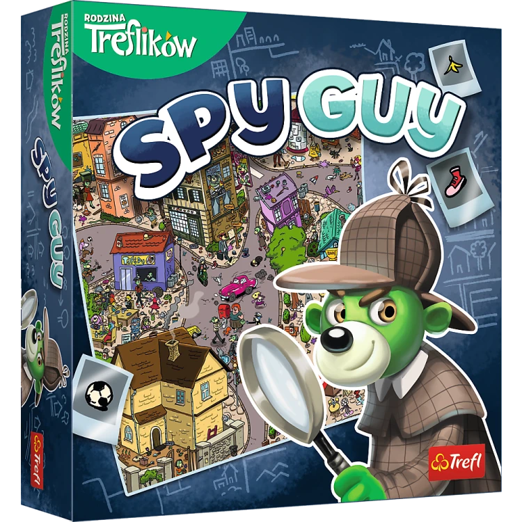 Kolorowa plansza do gry Spy Guy od Trefl PAP z mapą miasta i elementami detektywistycznymi