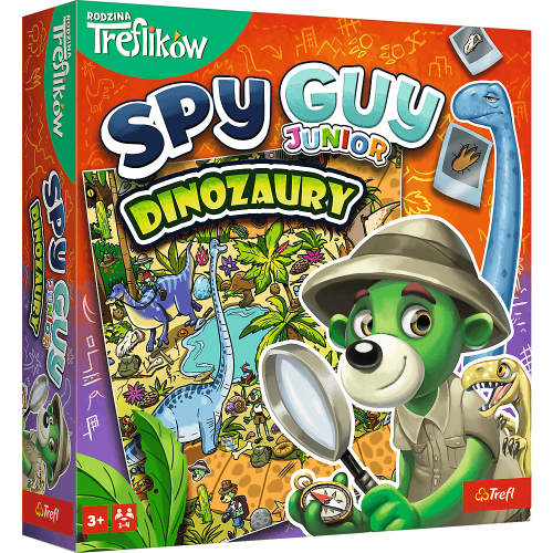 Plansza gry Spy Guy Junior Dinozaury o wymiarze 258x258 mm, wydana przez Trefl PAP