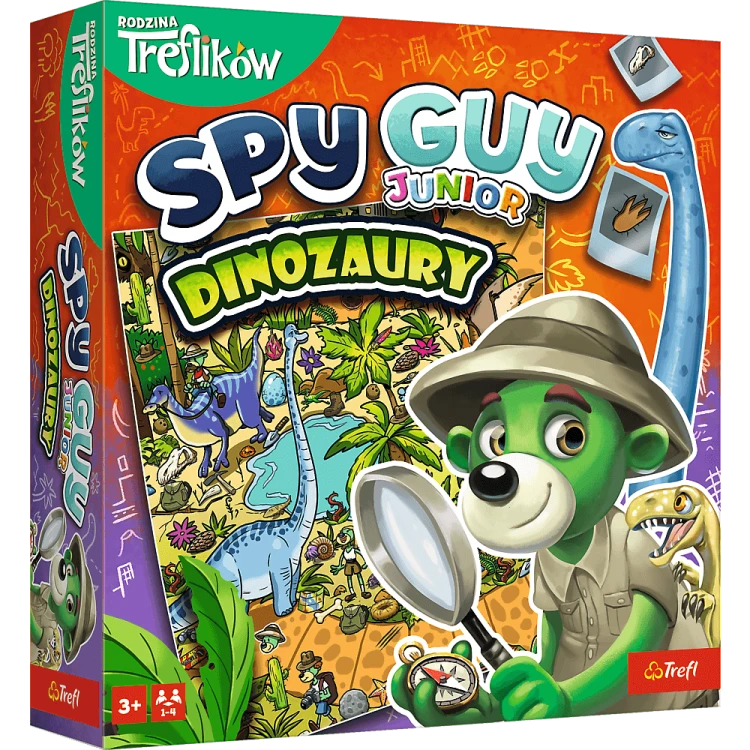 Plansza gry Spy Guy Junior Dinozaury o wymiarze 258x258 mm, wydana przez Trefl PAP