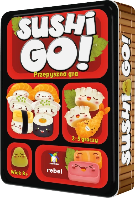 Sushi Go! szybka rodzinna gra karciana REBEL z kolorowymi kartami sushi