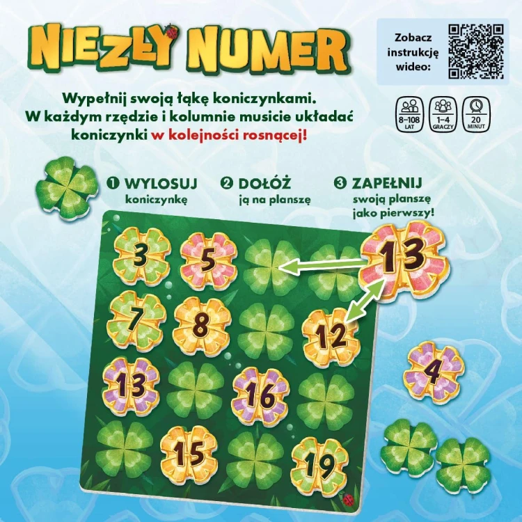 Przykładowa rozgrywka gry Niezły numer z planszą i koniczynkami