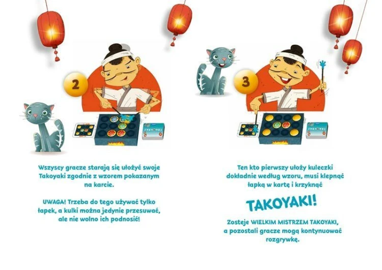 Elementy gry Takoyaki: pałeczki i kolorowe kulki do zręcznościowej zabawy