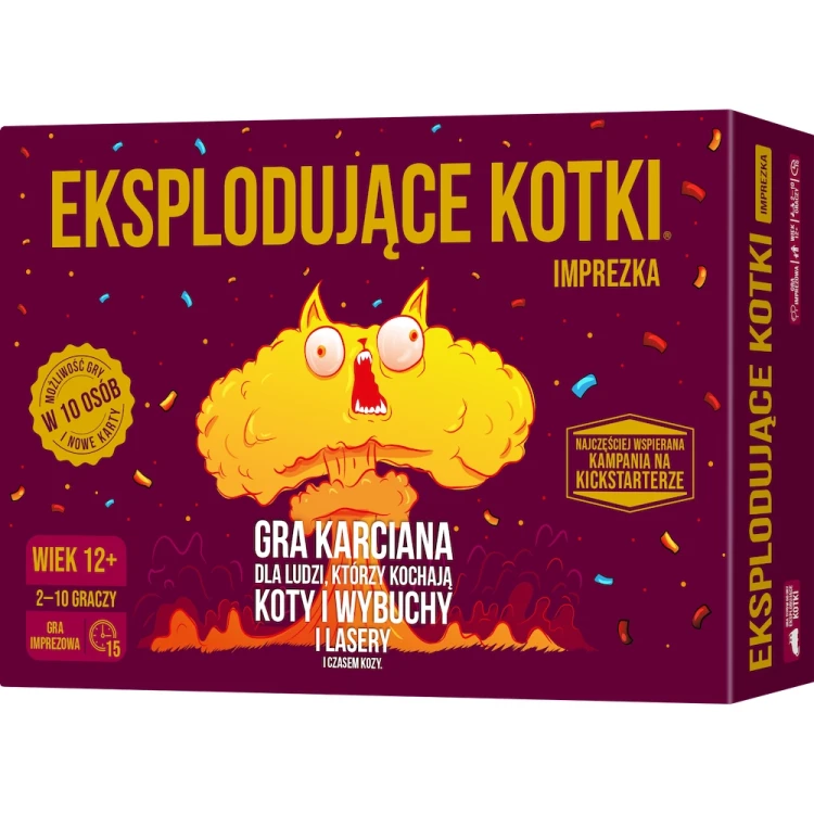 Eksplodujące Kotki: Imprezka karciana gra REBEL - pudełko i karty