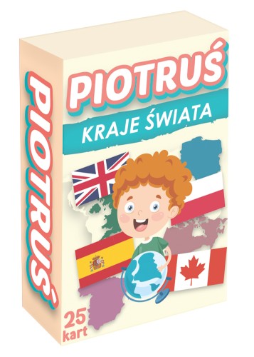 Detail kart edukacyjnej gry Piotruś Kraje Świata MINI z symbolami państw i flagami