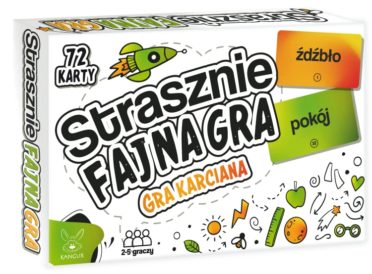 Zbliżenie na karty gry Strasznie Fajna Gra KANGUR podczas rozgrywki