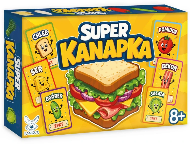 Elementy gry Super Kanapka - karty składników i zasady