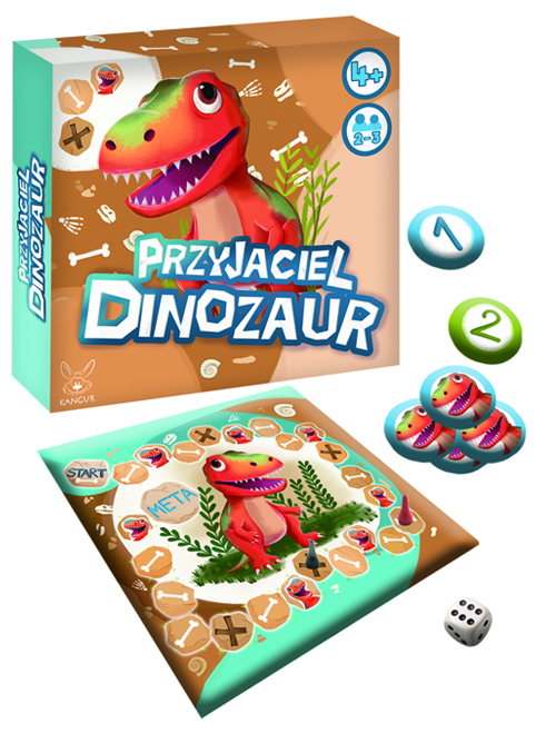 Gra planszowa Przyjaciel Dinozaur KANGUR - plansza i elementy do gry edukacyjnej dla dzieci