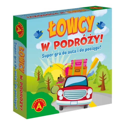 Podróżna gra karciana Łowcy w Podróży marki ALEXANDER GRY – widok kart i pudełka