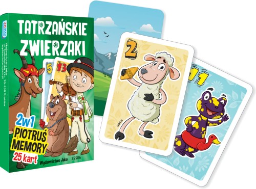 Tatrzańskie Zwierzaki JAKO – karty do gier Piotruś i Memory z motywem zwierząt Tatr