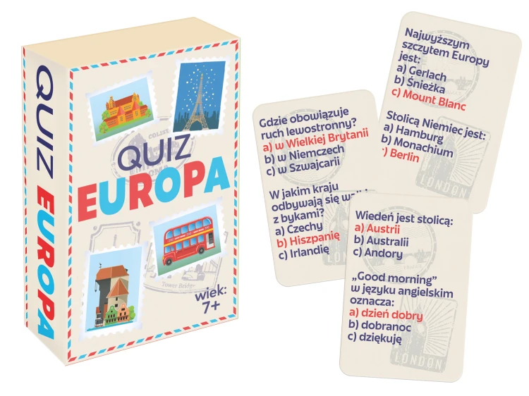 Quiz Europa MINI edukacyjna gra quizowa KANGUR z pytaniami o Europie