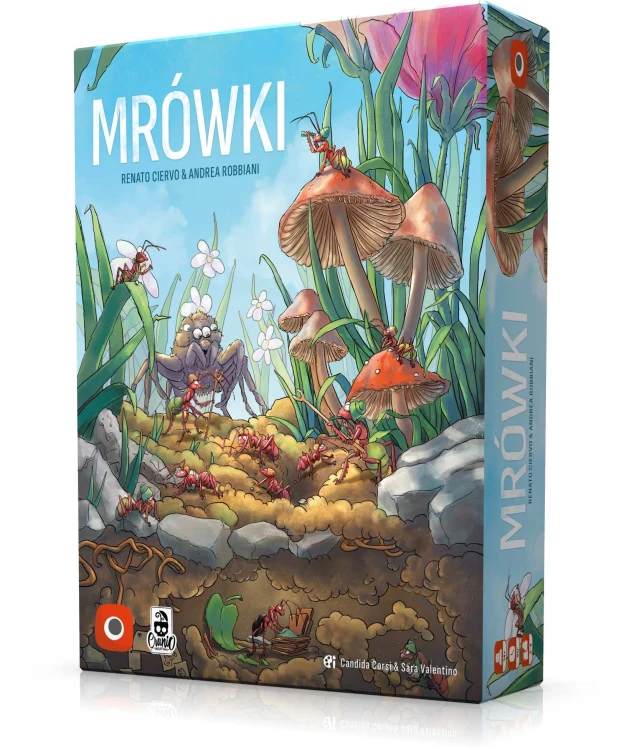 Plansza strategicznej gry planszowej Mrówki od Portal Games z widokiem na ogród