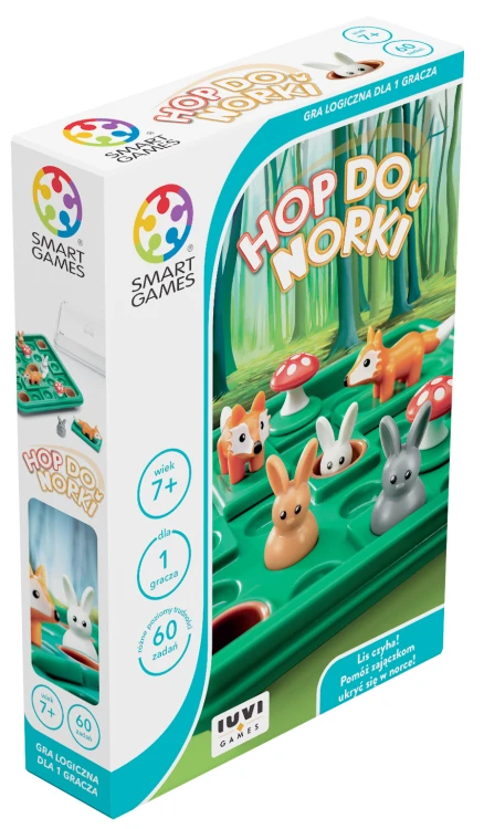 Hop do Norki – kolorowa gra logiczna IUVI Games z króliczkami i planszą 240x170 mm