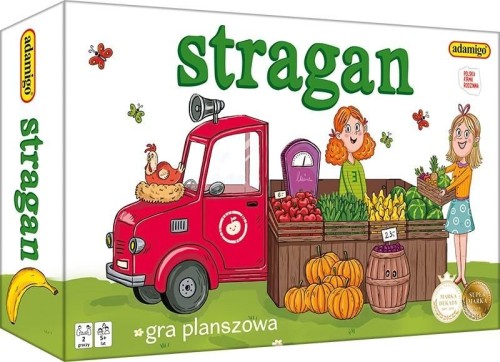 Stragan edukacyjna gra planszowa ADAMIGO z kartami i planszą w widoku z góry