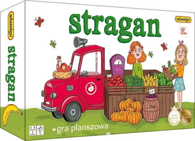 Stragan edukacyjna gra planszowa ADAMIGO z kartami i planszą w widoku z góry