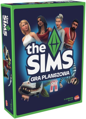 Planszowa gra The Sims GOLIATH prezentująca elementy rozgrywki i planszę w formacie 265x200 mm
