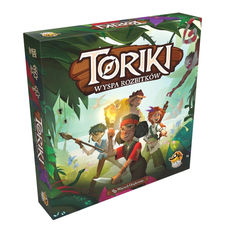 Szczegóły planszy i elementów gry Toriki: Wyspa rozbitków od Lucky Duck Games